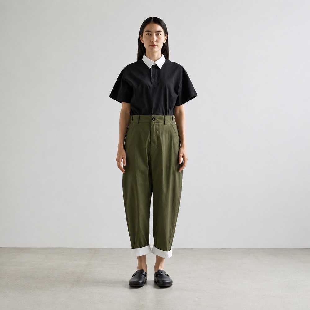 Nicholson & Nicholson Molly-Gaba Olive Green Cotton Nylon Pants Made in Japan 40